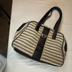 BUENO Striped Canvas Duffel Bag, Carry All , Weekender, Looks New